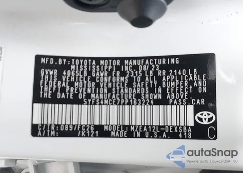 2023 Toyota Corolla Se from USA, damaged, VIN 5YFS4MCE7PP163224